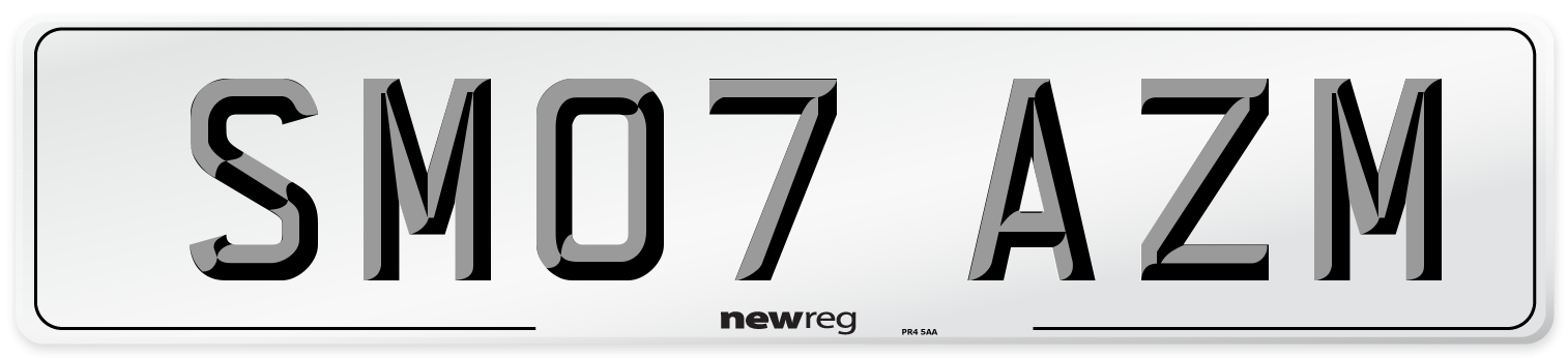SM07 AZM Number Plate from New Reg